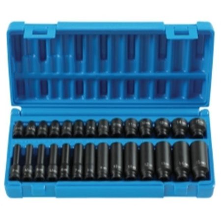 GREY PNEUMATIC Grey Pneumatic GRE9728M .25in. Drive 6 Point Standard and Deep Metric Impact Socket Set - 28 Pieces GRE9728M